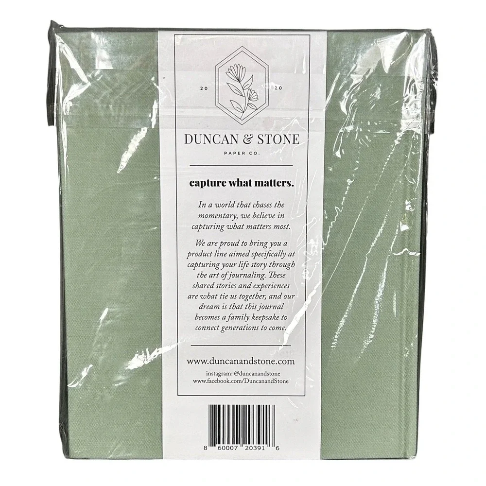 Duncan & Stone Paper Co Travel Journal Sage Green Linen Gold Foil Keepsake New‎